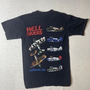 Bulletin Curtiss SBC 1937 Hell Divers Military Airplane T-Shirt Black Small